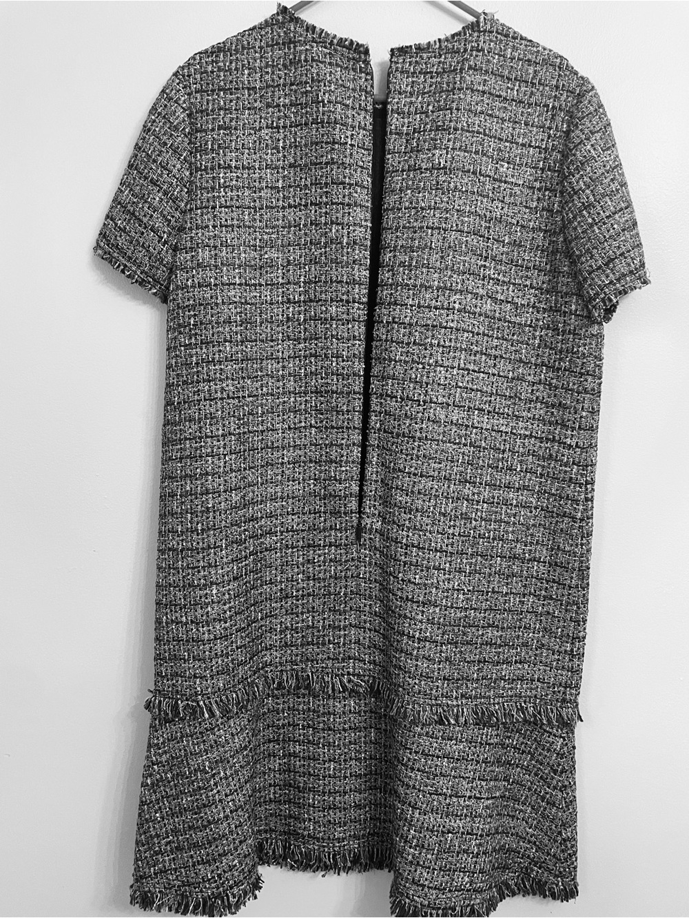 Lafayette 148 New York Black & White Tweed Fringe Mini Dress - Picture 5 of 6
